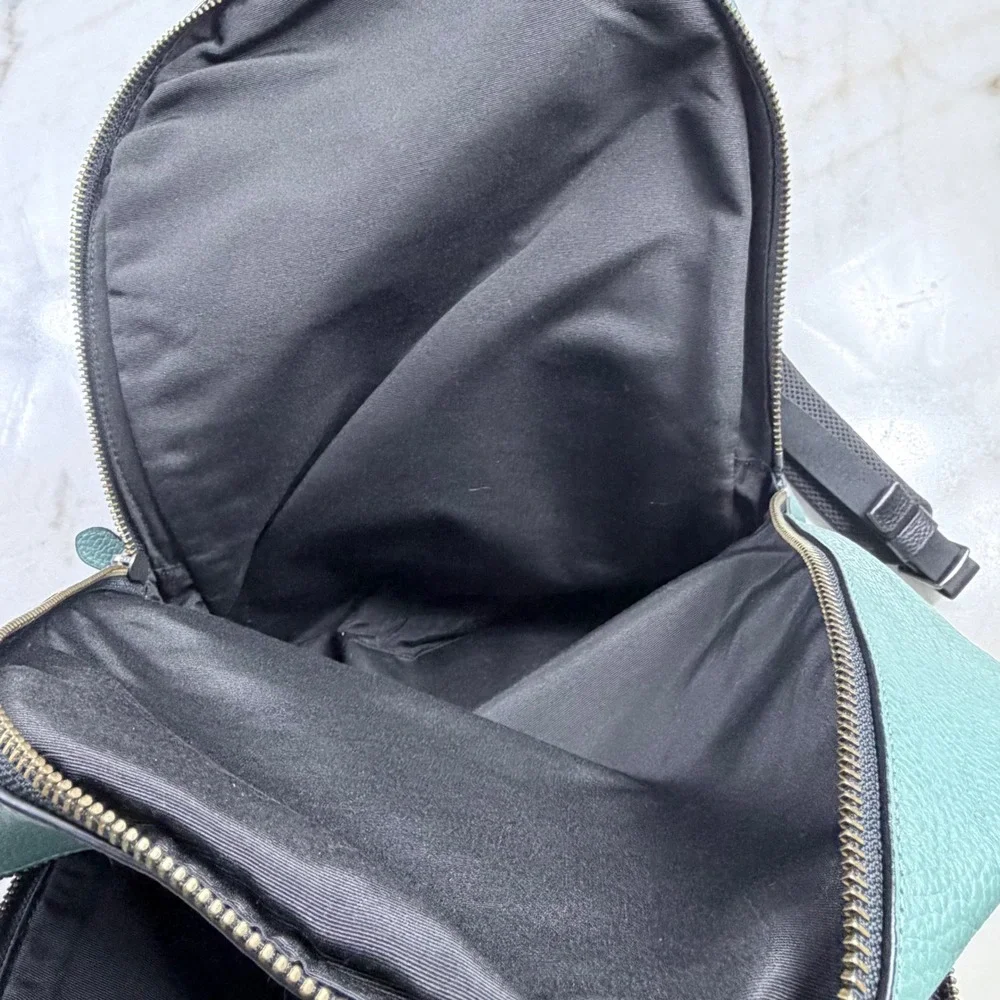 Coach West Backpack Teal Black Pebbled Leather F27287 Mens Bag